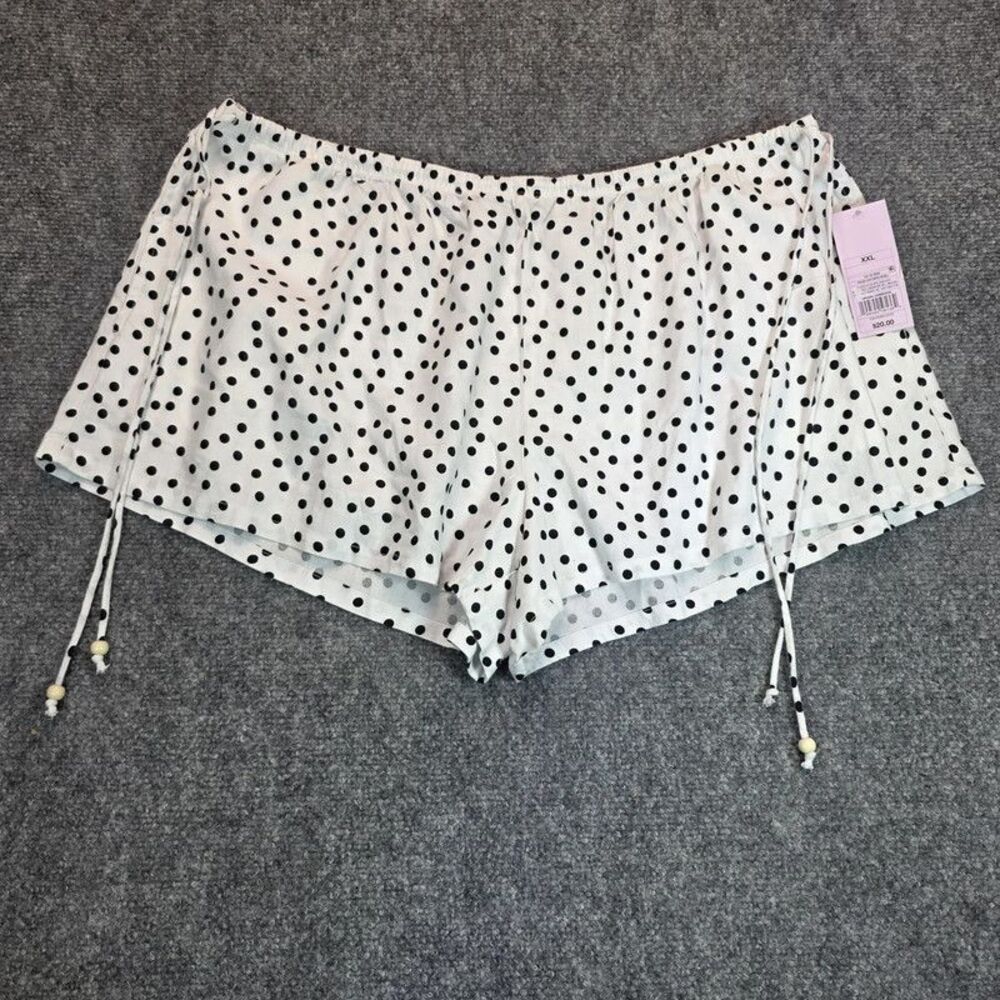Women’s White & Black Polka Dot Drawstring Shorts XXL